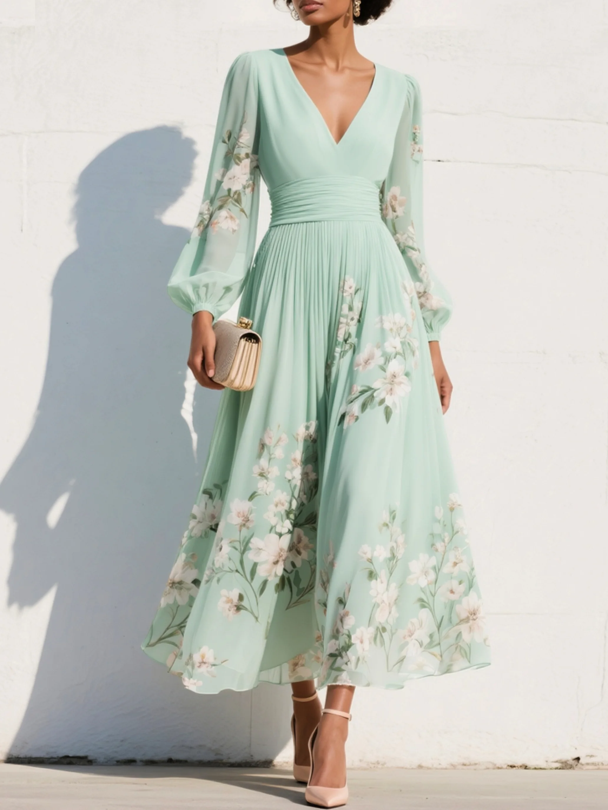 Maxi | Floral Pleated Maxi Dress