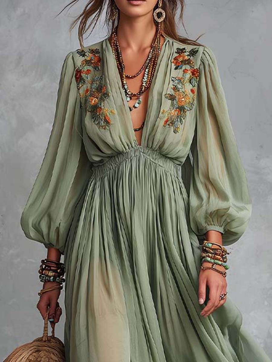 Élodine | Floral Bohemian Maxi Dress