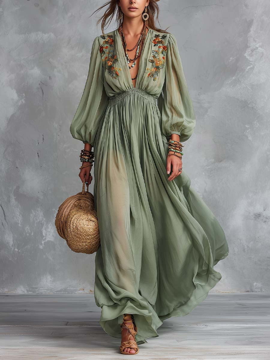 Élodine | Floral Bohemian Maxi Dress