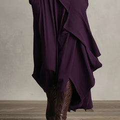 Genevieve turtleneck maxi dress with long sleeves and a soft flowing drape