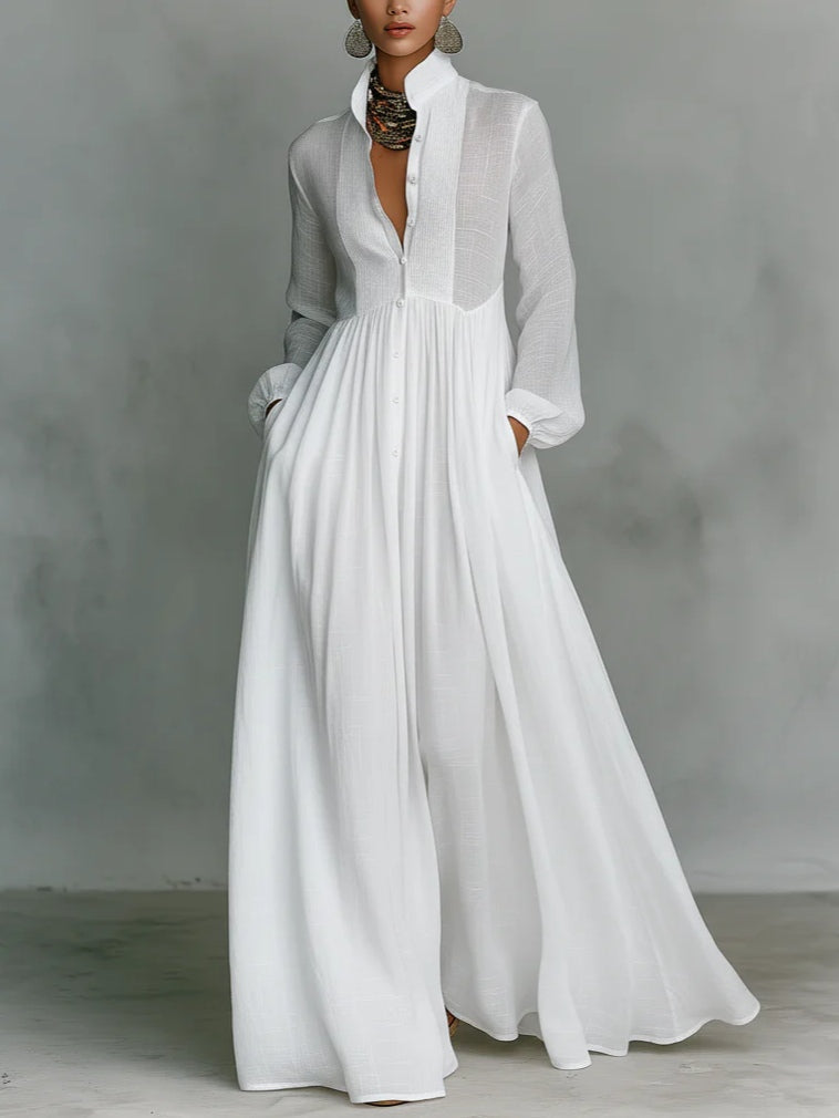 Léonie | Minimalist Collar Maxi Dress