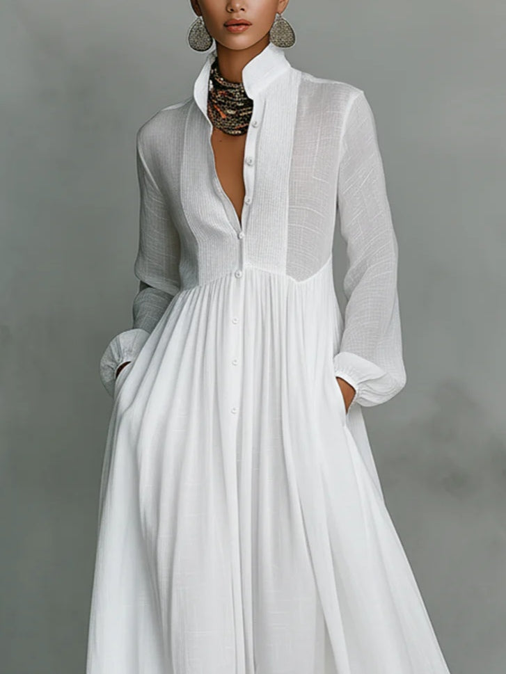 Léonie | Minimalist Collar Maxi Dress