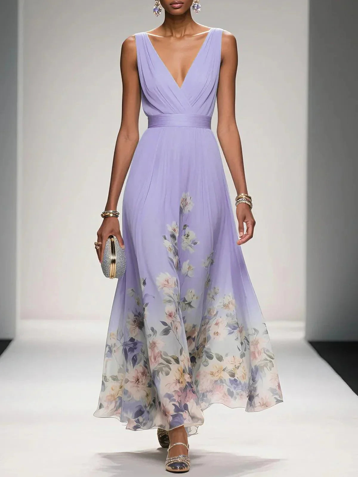 Rose | Floral V-Neck Maxi Dress