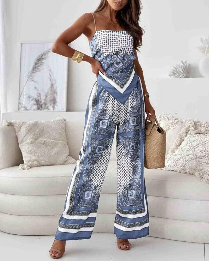 Helen | Stylish Lace-Up Vest & Pants Two-Piece Set Dress