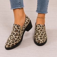 Angélique animal print loafers for women in brown and khaki
