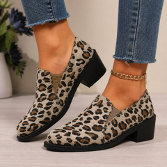 Angélique animal print loafers for women in brown and khaki