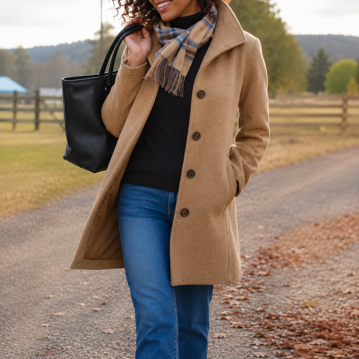 Audrey classic wool-blend button-front coat in a straight fit