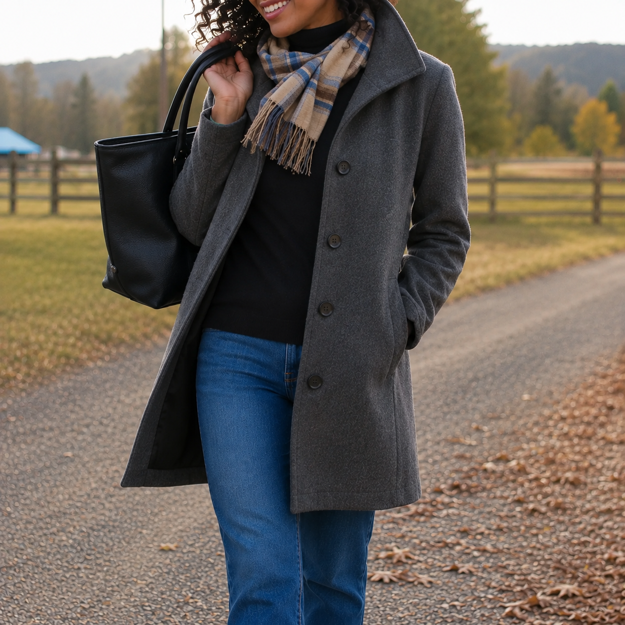 Audrey classic wool-blend button-front coat in a straight fit