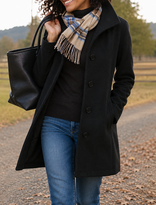 Audrey classic wool-blend button-front coat in a straight fit