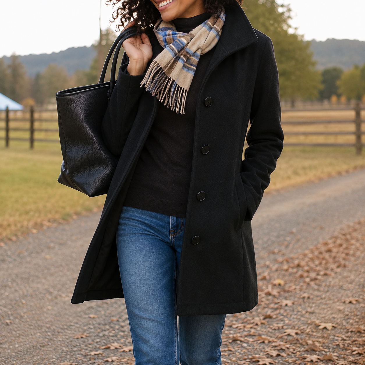 Audrey classic wool-blend button-front coat in a straight fit