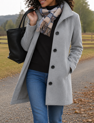 Audrey classic wool-blend button-front coat in a straight fit