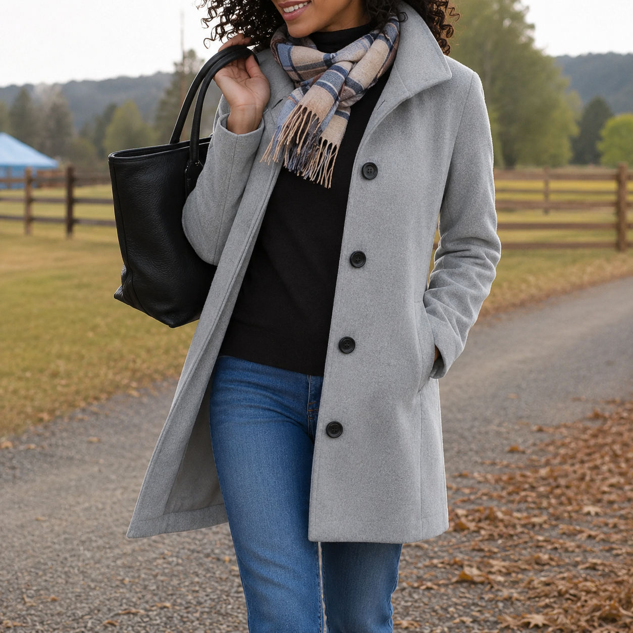Audrey classic wool-blend button-front coat in a straight fit