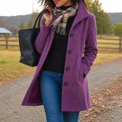 Audrey classic wool-blend button-front coat in a straight fit