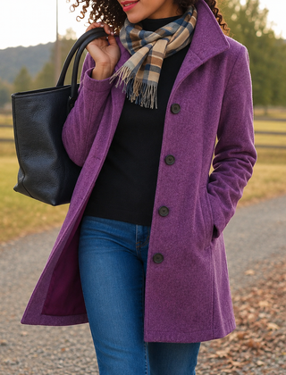 Audrey classic wool-blend button-front coat in a straight fit