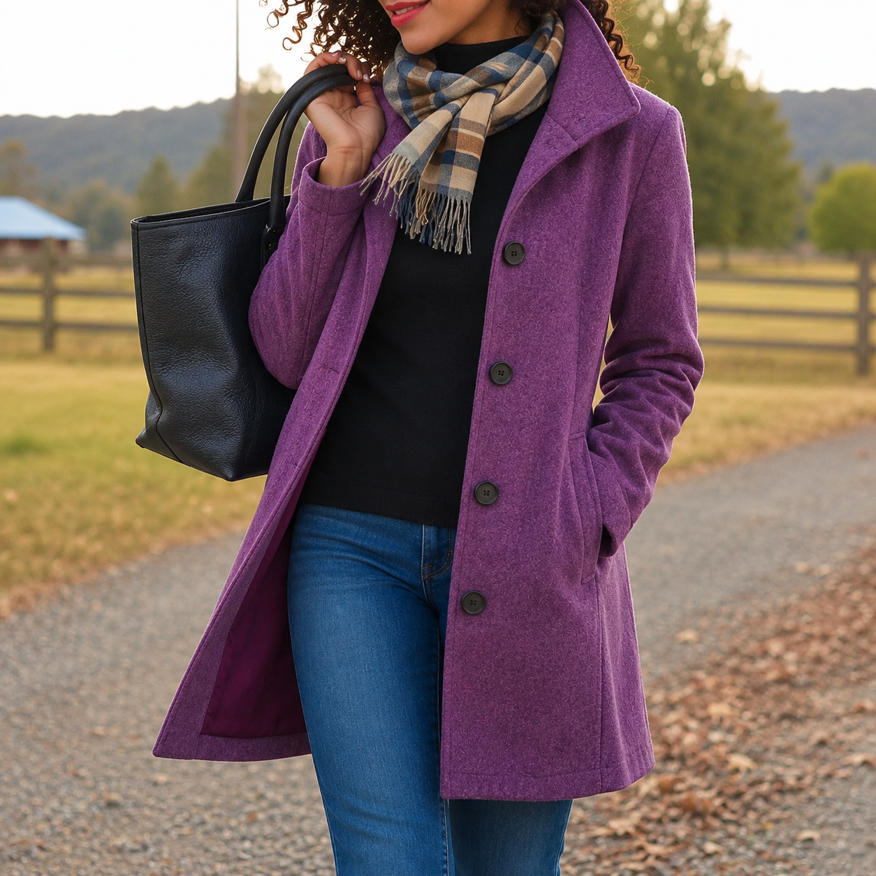 Audrey classic wool-blend button-front coat in a straight fit