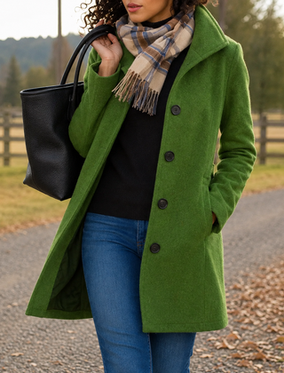 Audrey classic wool-blend button-front coat in a straight fit