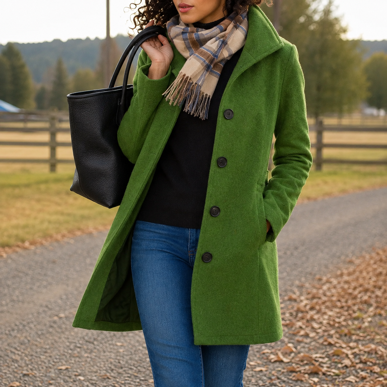Audrey classic wool-blend button-front coat in a straight fit