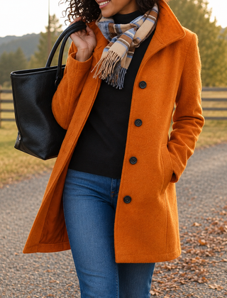 Audrey classic wool-blend button-front coat in a straight fit