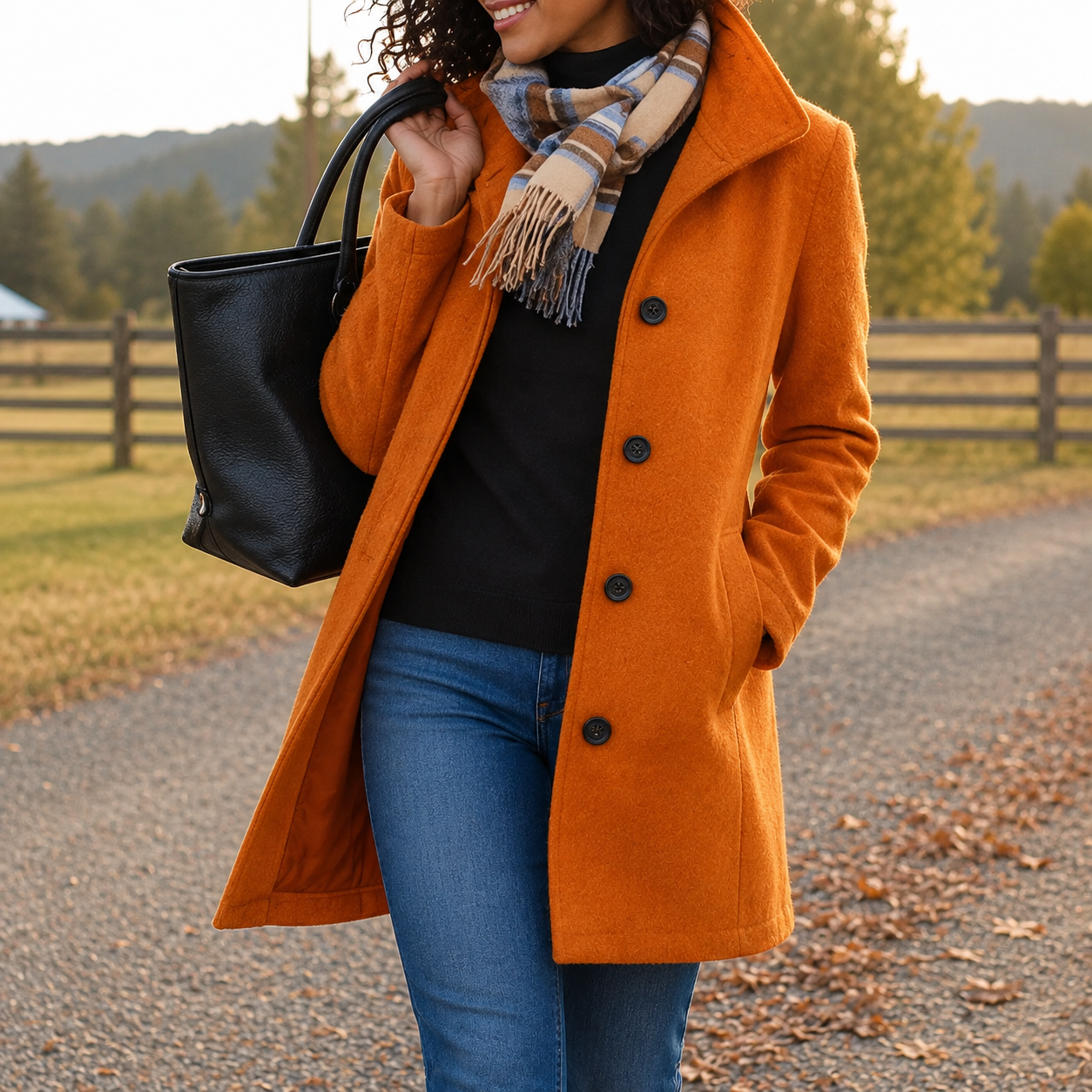 Audrey classic wool-blend button-front coat in a straight fit