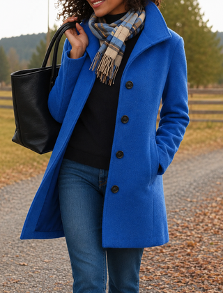 Audrey classic wool-blend button-front coat in a straight fit