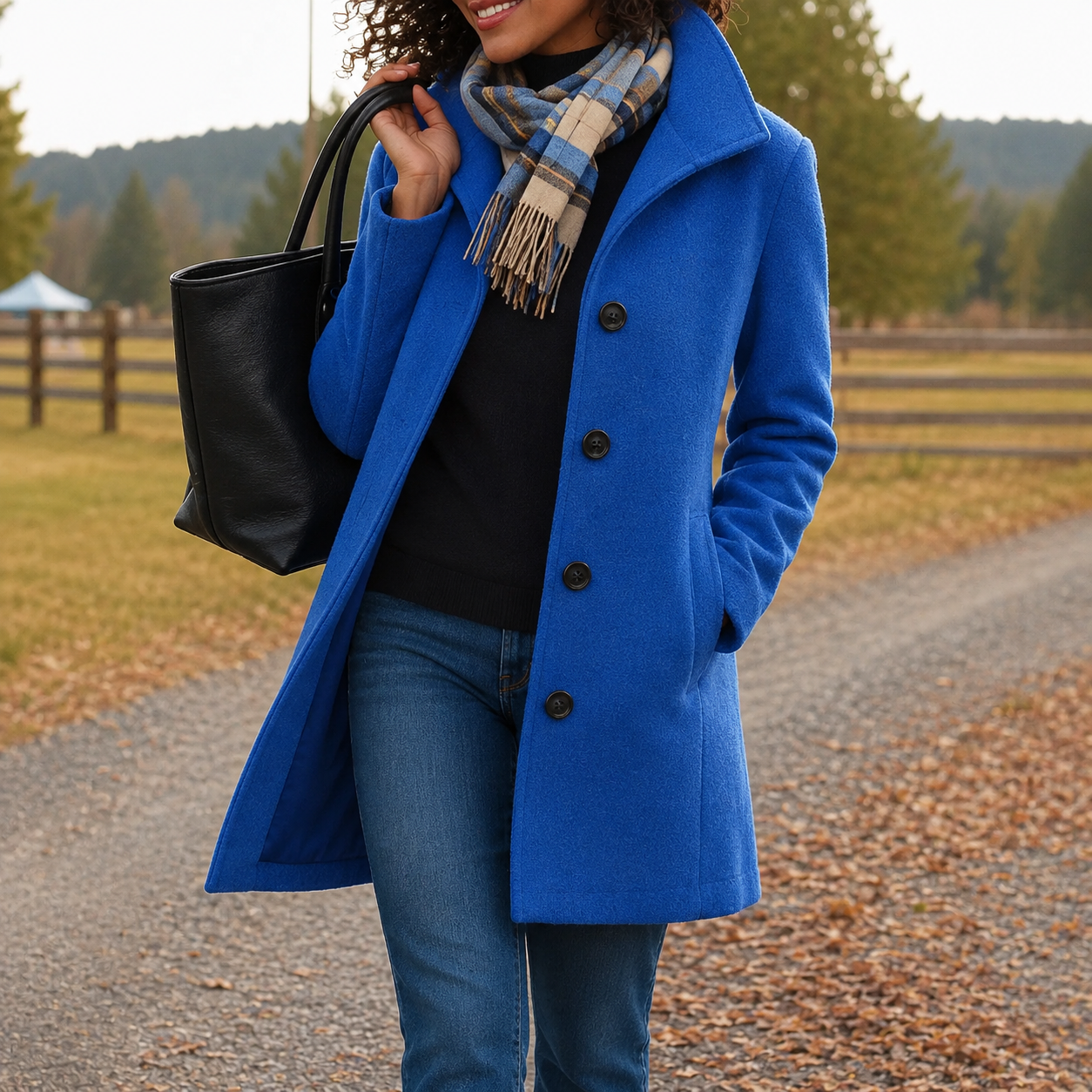Audrey classic wool-blend button-front coat in a straight fit