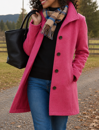 Audrey classic wool-blend button-front coat in a straight fit