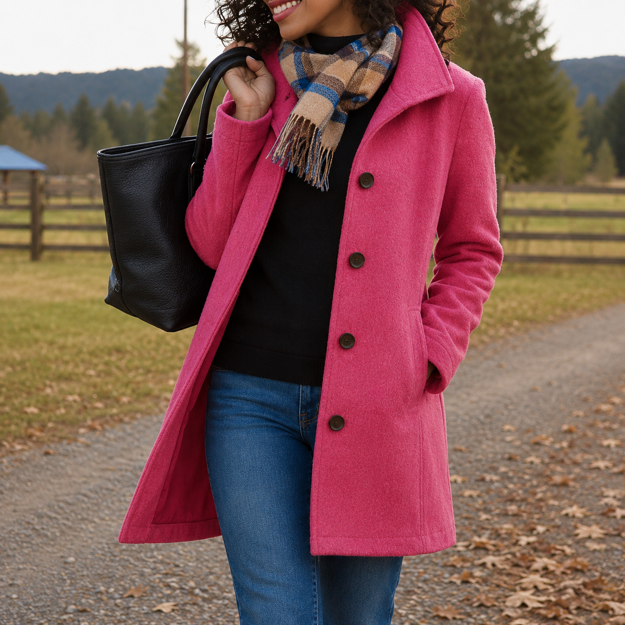 Audrey classic wool-blend button-front coat in a straight fit