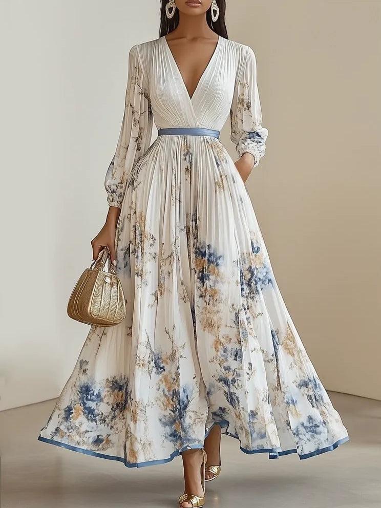 Amalia | White Floral Balloon Sleeve Maxi Dress