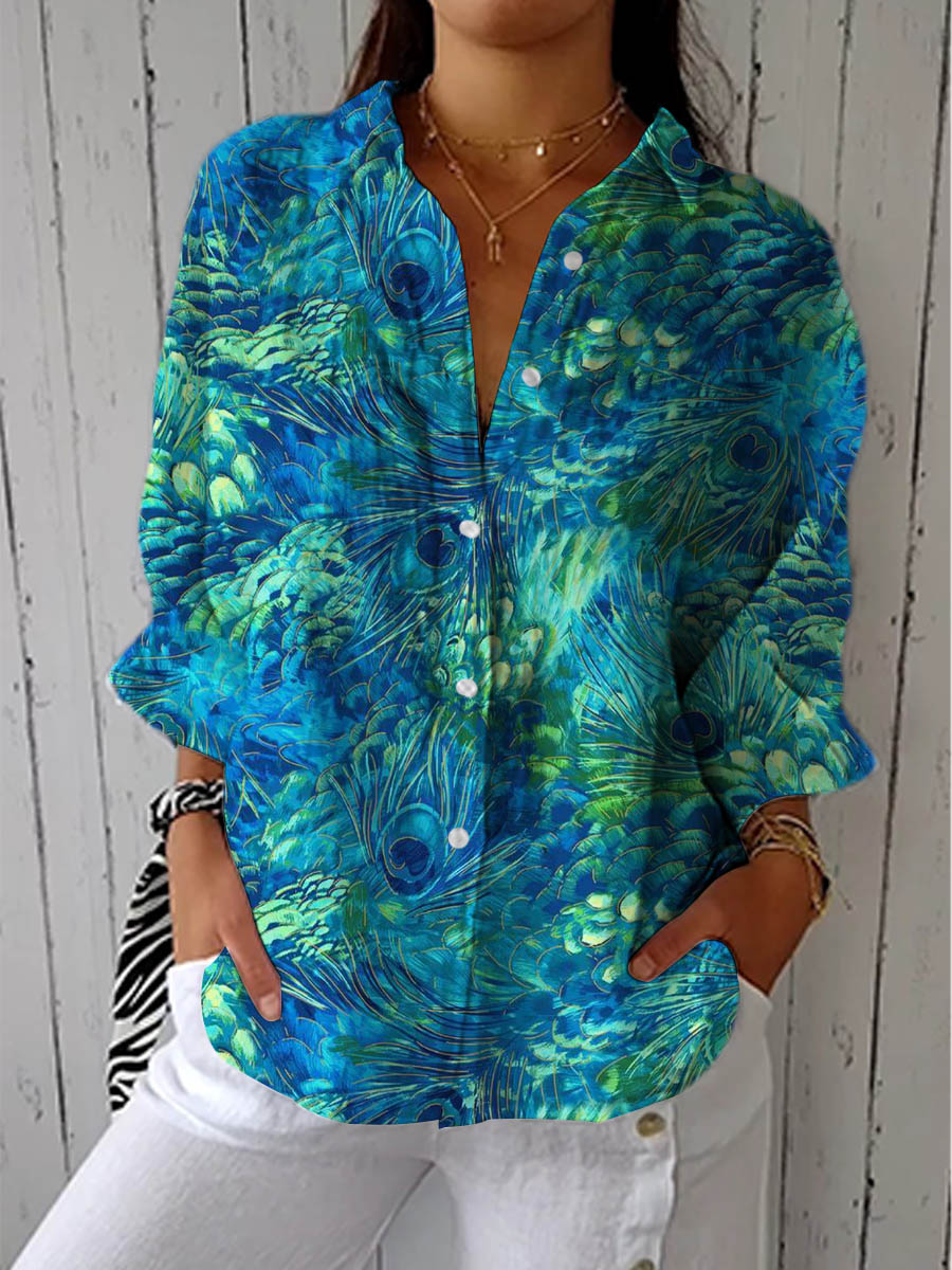 Patricia | Blue Nature Print Blouse