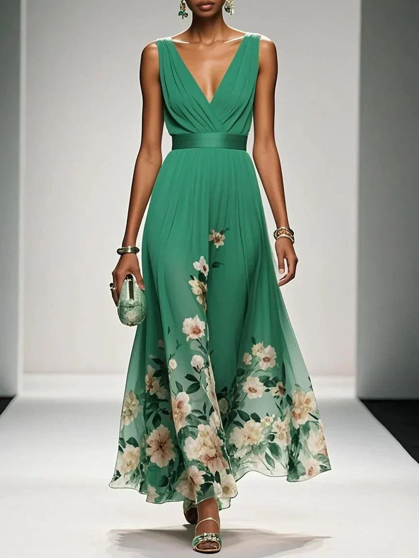 Rose | Floral V-Neck Maxi Dress