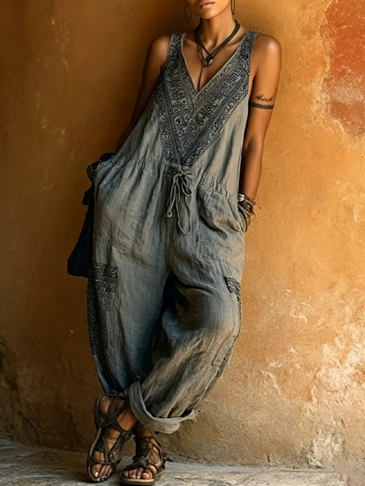 Juniper | Hand-Embroidered Drawstring Jumpsuit
