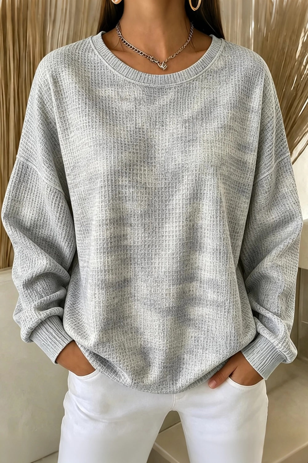 Casual crew neck ombre sweatshirt with a soft colour fade in a relaxed fit