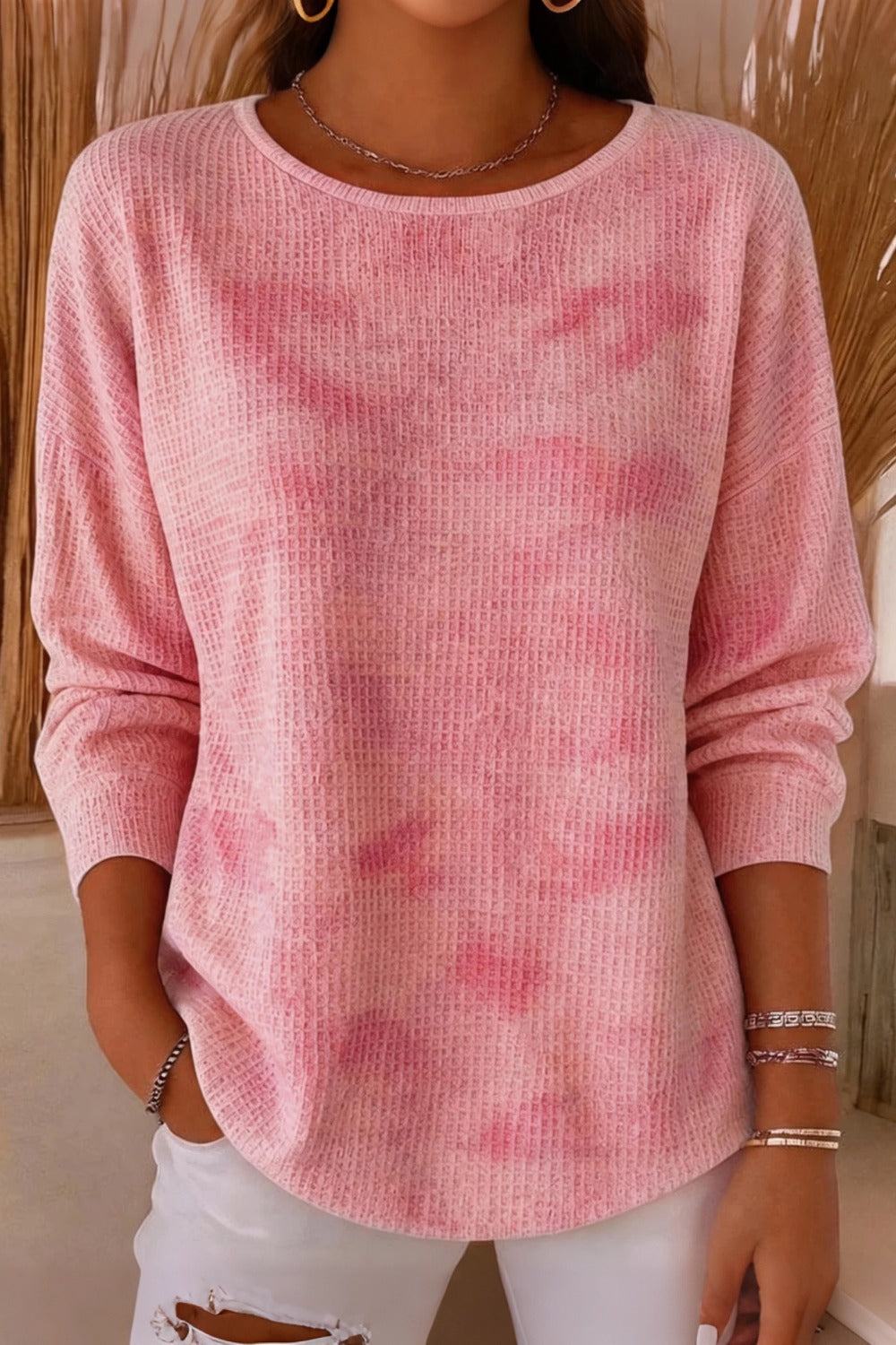 Women's ombre crew neck long sleeve sweatshirt in a soft gradient colourway