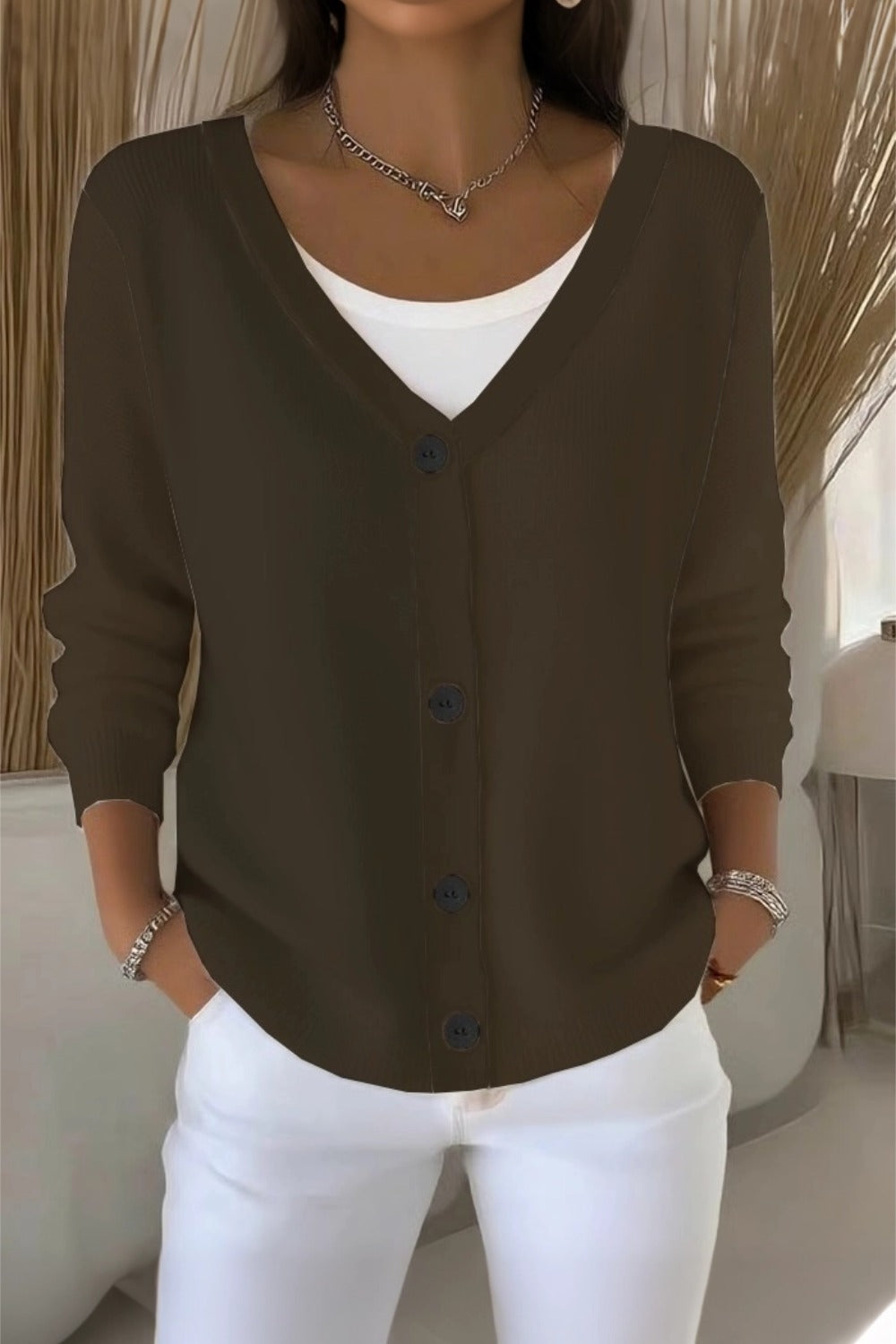 Sienna | Plain Long Sleeve Loose Casual Cardigan