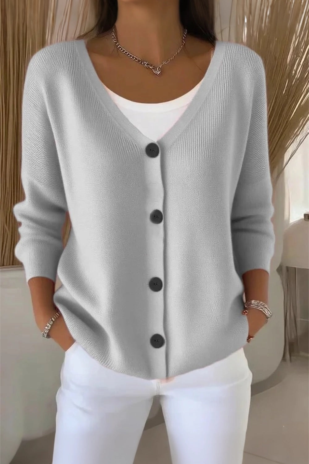 Sienna | Plain Long Sleeve Loose Casual Cardigan