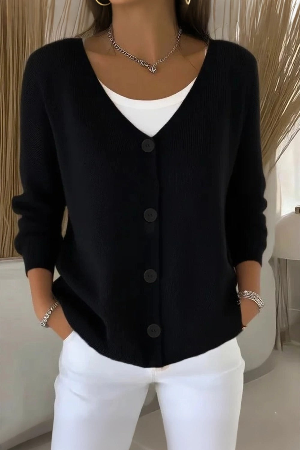 Sienna | Plain Long Sleeve Loose Casual Cardigan