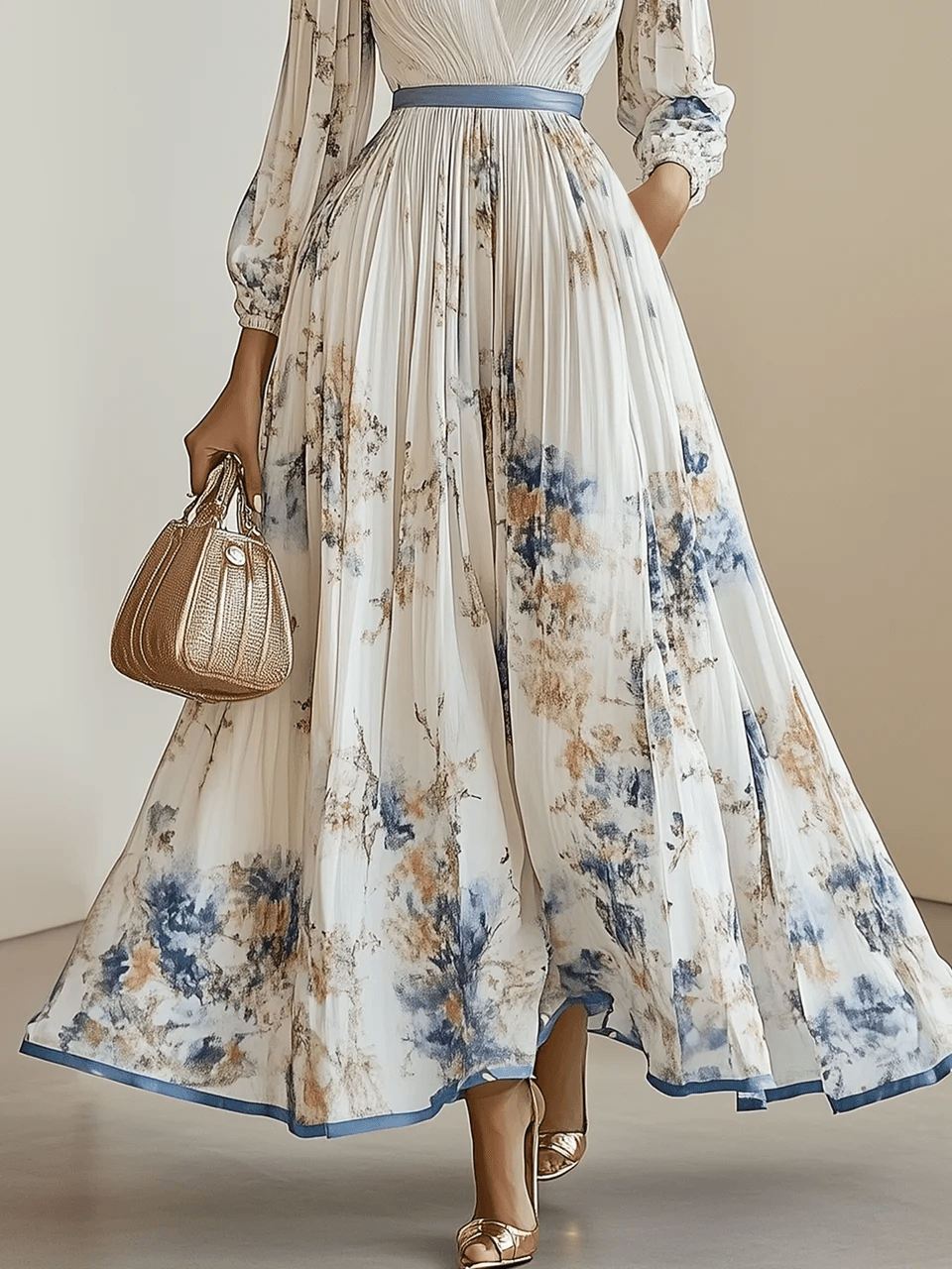 Amalia | White Floral Balloon Sleeve Maxi Dress