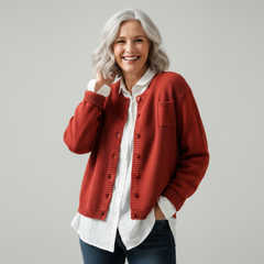 Women's cozy knit cardigan with subtle texture, shown in yellow