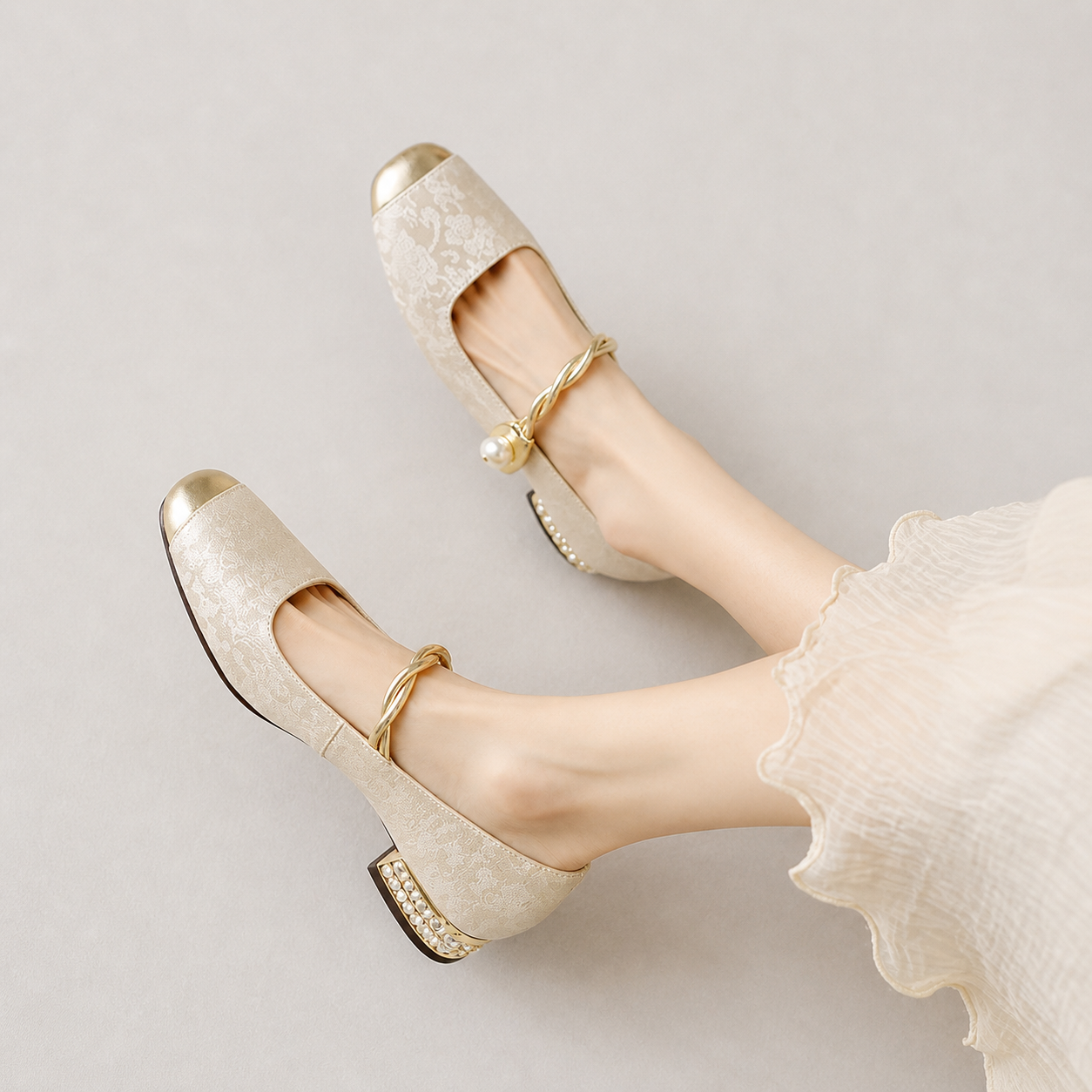 Daisy Mary Jane slip-on loafers shown in green, black and beige