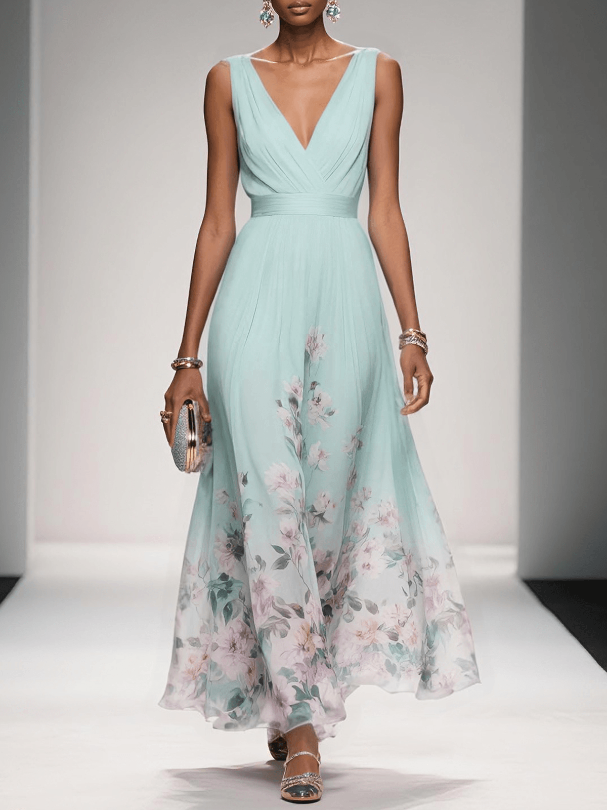 Rose | Floral V-Neck Maxi Dress