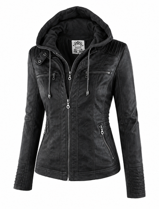 Diane hooded leather jacket with feminine fit, shown in light brown, black and dark brown