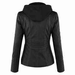 Diane hooded leather jacket with feminine fit, shown in light brown, black and dark brown