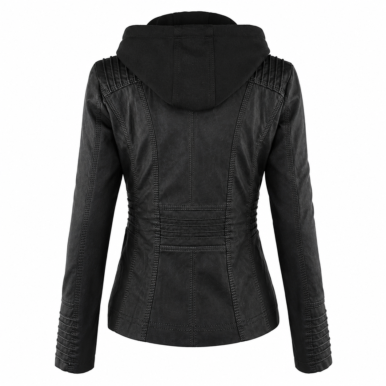Diane hooded leather jacket with feminine fit, shown in light brown, black and dark brown