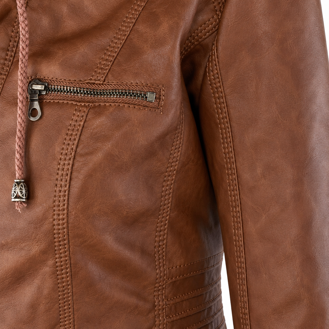 Diane | Hooded Leather Jacket with Feminine Fit
