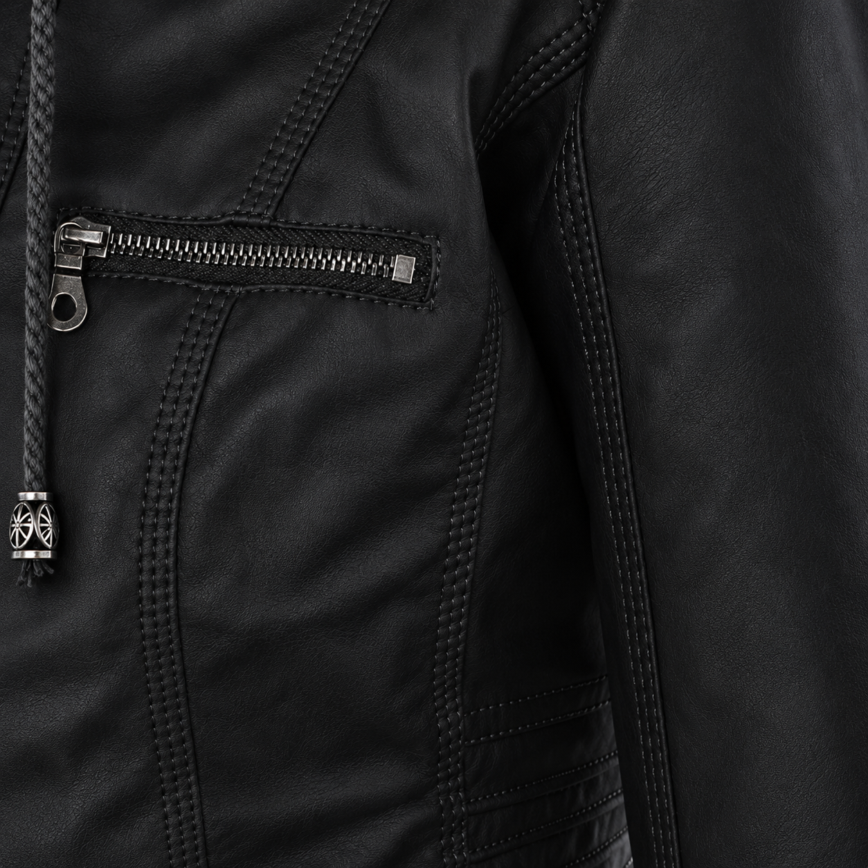 Diane | Hooded Leather Jacket with Feminine Fit