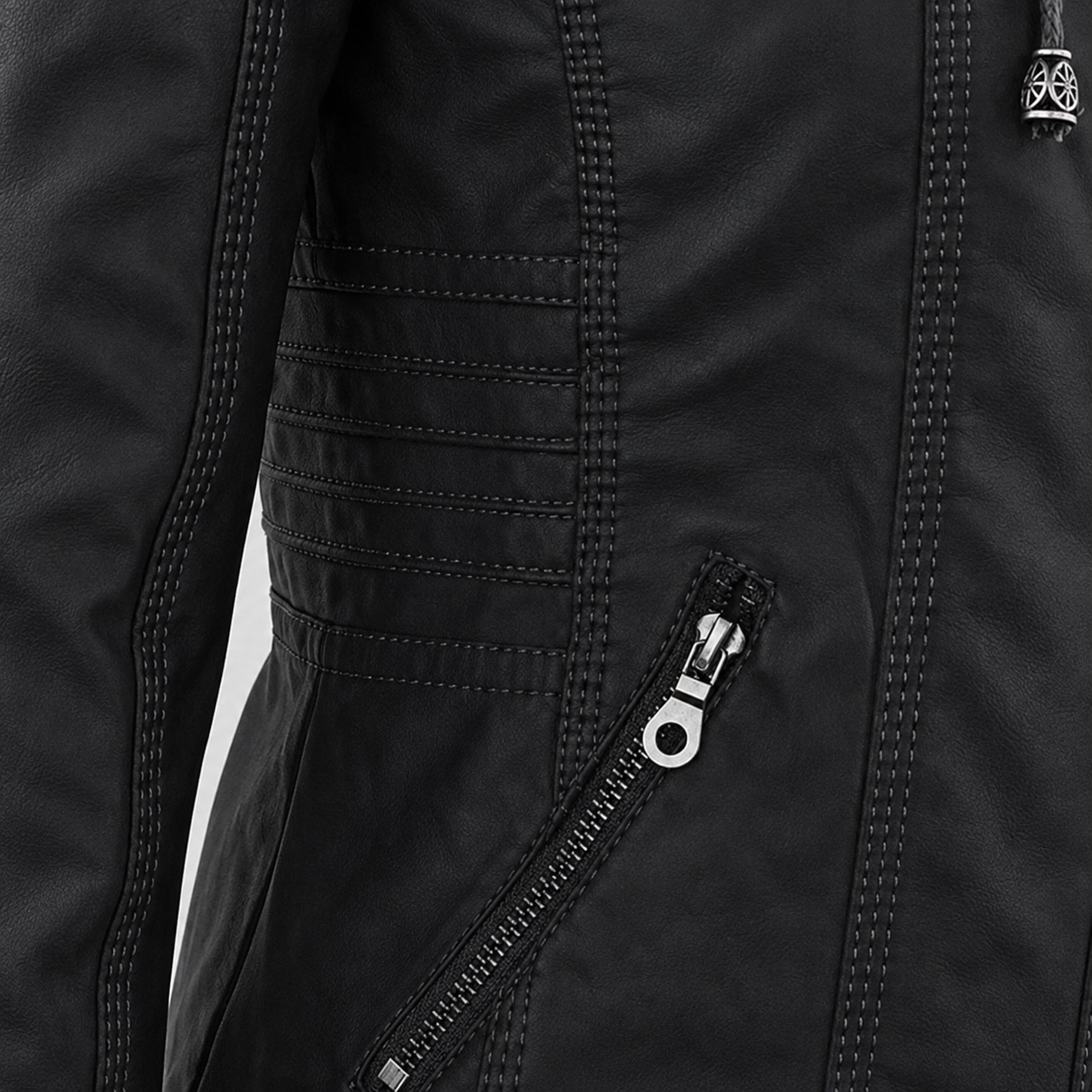Diane | Hooded Leather Jacket with Feminine Fit