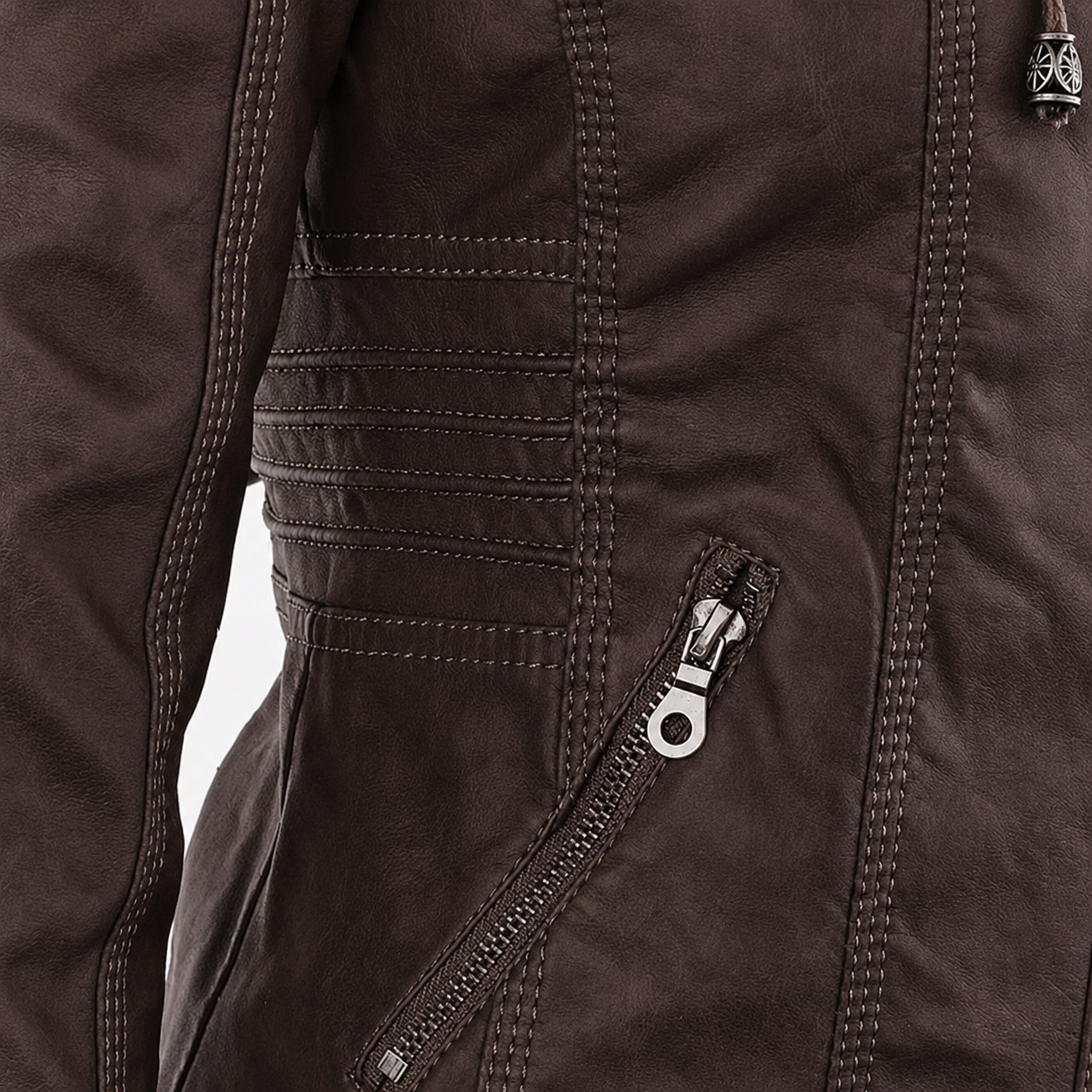 Diane | Hooded Leather Jacket with Feminine Fit