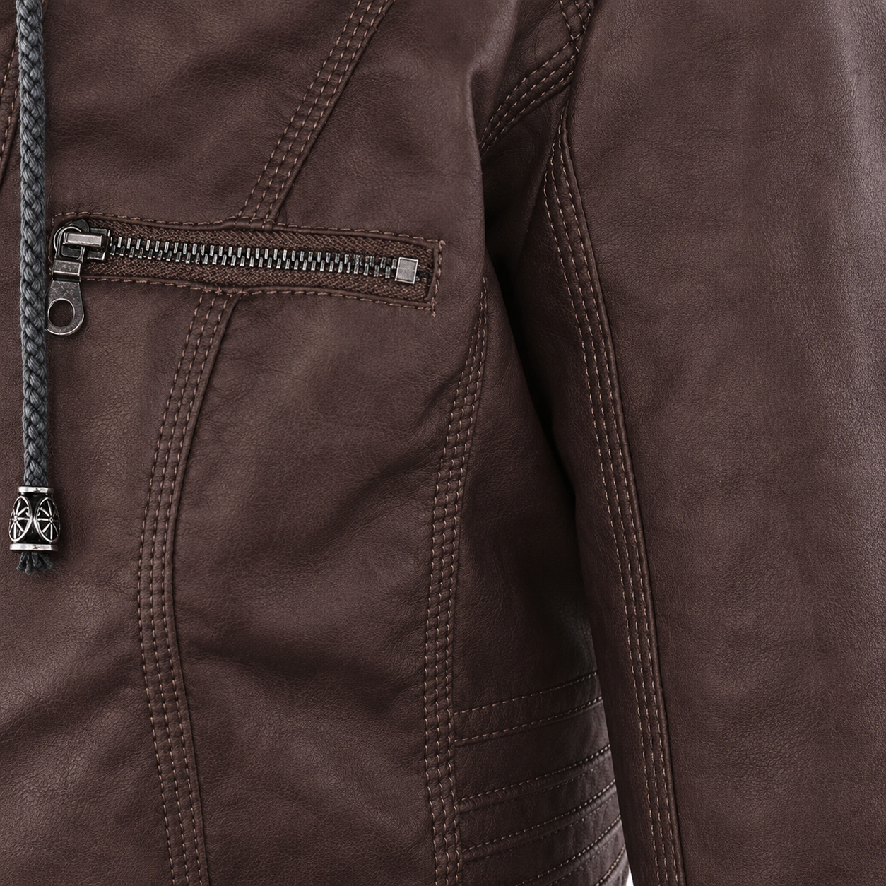 Diane | Hooded Leather Jacket with Feminine Fit
