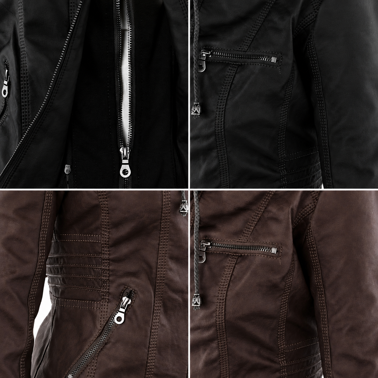 Diane | Hooded Leather Jacket with Feminine Fit