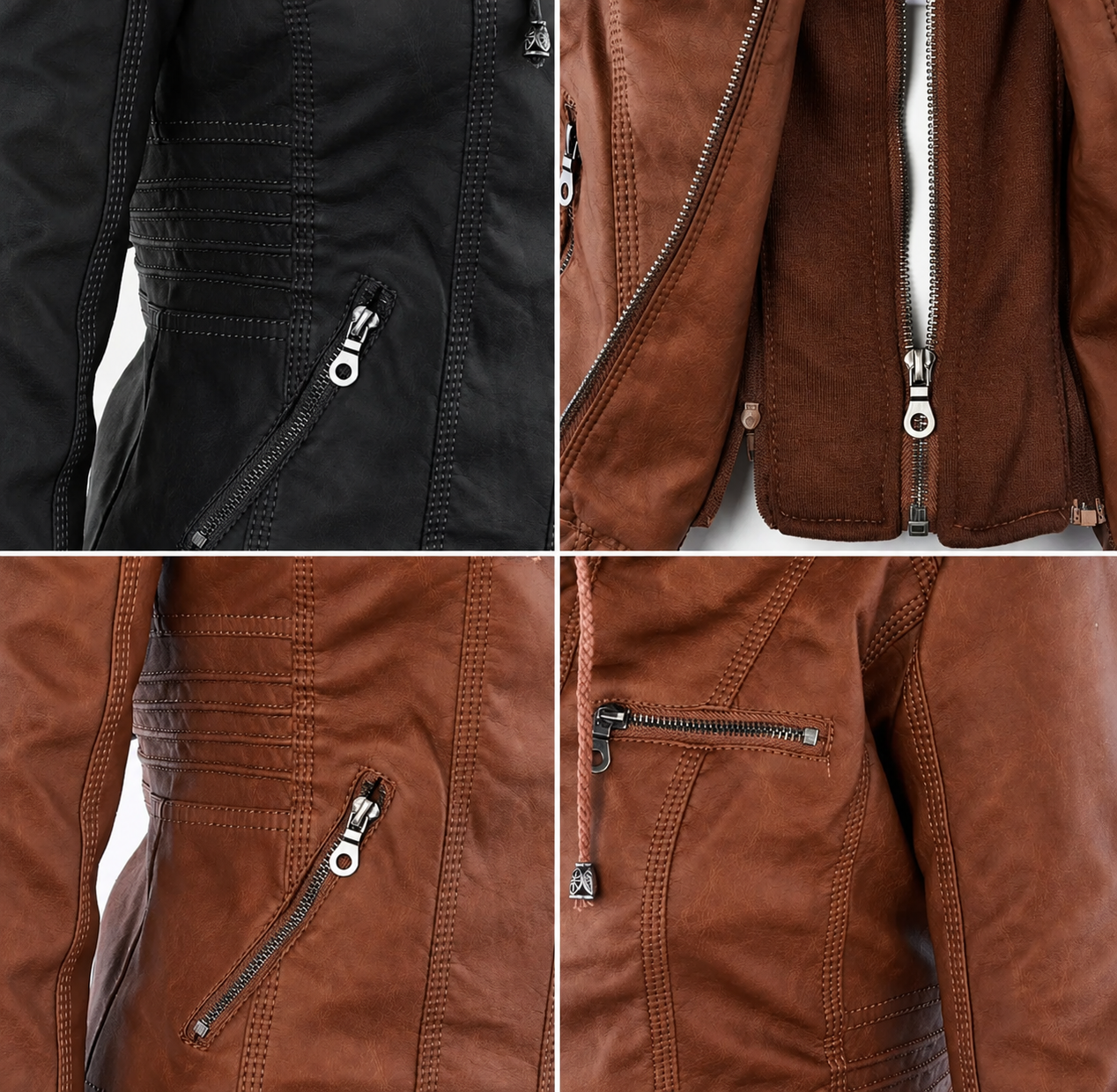 Diane | Hooded Leather Jacket with Feminine Fit